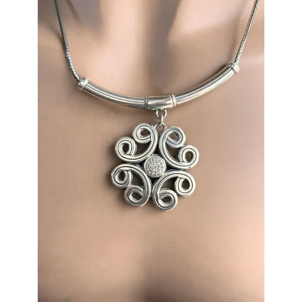 Brighton Celtic Collar Necklace Interlok Medallion Swarovski Crystal Reversible